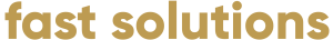 Tekstlogo met de woorden "snelle oplossingen" in vette, gouden kleine letters op een transparante achtergrond.